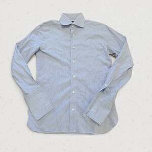 Ermenegildo Zegna Su Misura Dress Shirt Mens M Tailored Fit Blue Check Cotton